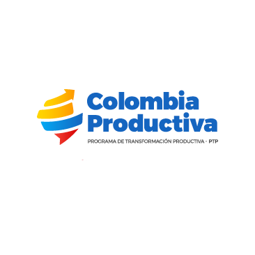Logo de Colombia Productiva con mapa de Colombia de color amarillo azul y rojo